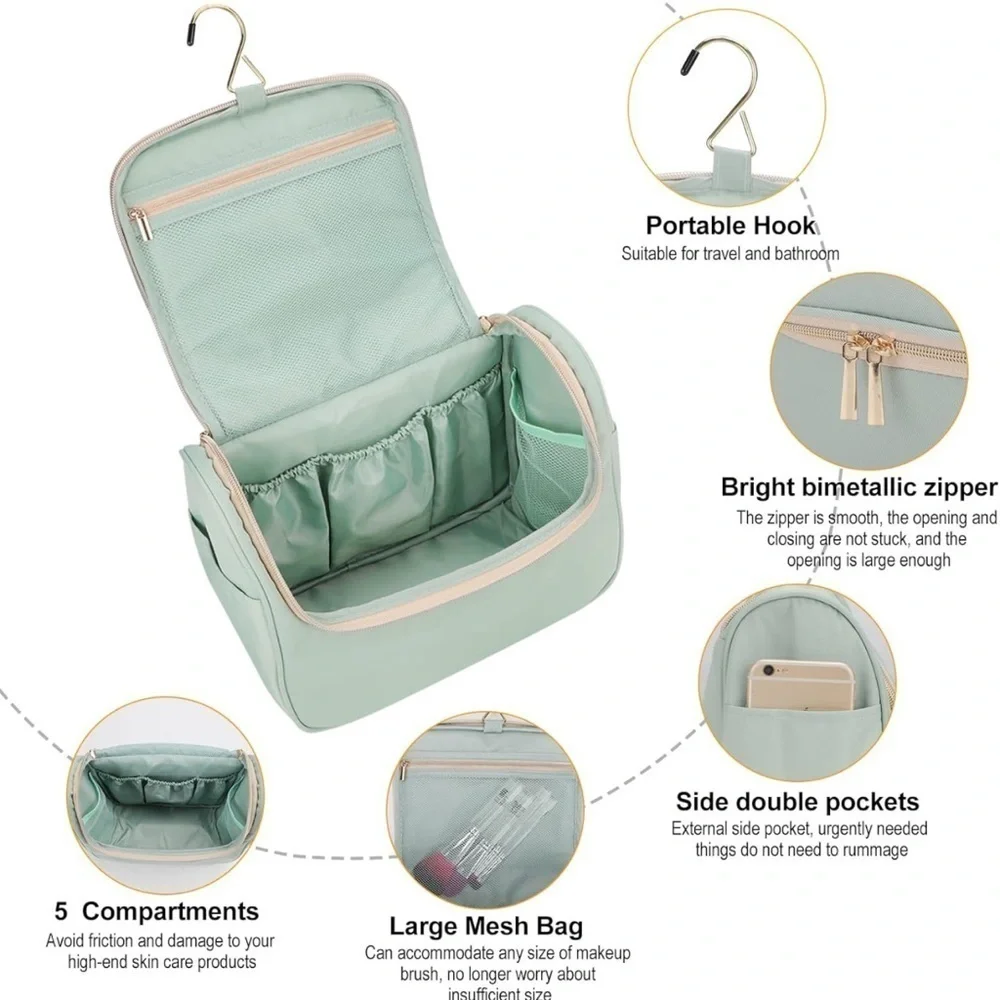 CCIDEA Cosmetic Bag Makeup Bag Large Toiletry Bag Organizer (Green)